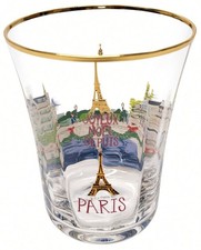 Anthropologie Holiday In The City Paris Juice Glass 15 oz Christmas Joyeux Noel picture