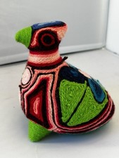 Vintage Mexican Huichol Yarn Art Bird Figurine Handmade Folk Art Sculpture 5” picture