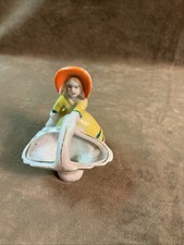 1930s made in Japan and painted porcelain girl flower basket mini Vase Yellow picture