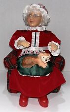 Vintage Gemmy Mrs. Santa Claus Christmas Animated Petting Dog Plaid Chair picture
