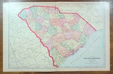 Vintage 1907 SOUTH CAROLINA Map 22