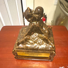 Bronze Metal Children Figurine Book Base Trophy 2nd Place Feb 2010 picture