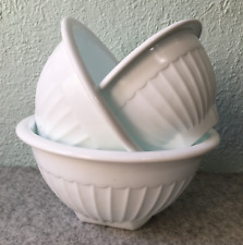 Vintage Hocking Vitrock Bright White Milk Glass Ribbed Mixing Nesting Bowls picture