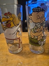 Vintage 1976 Pepsi Looney Tunes Glasses Foghorn Leghorn Porky Petunia Pig Pair picture