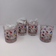 4 Vintage Georges Briard Christmas Ornaments Double Old Fashioned Rocks Glasses picture