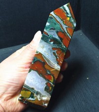 Rare 284G Natural Polished Orbicular Ocean Jasper Wand Point Reiki Healing A2436 picture