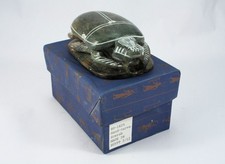 Scarab Beetle Egyptian Hand Carved Soapstone w/ Hieroglyphs; Includes Gift Box picture