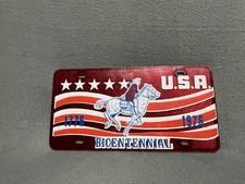 Vintage 1976 America License Plate 1776-1976 Bicentennial Red Reflective Patriot picture