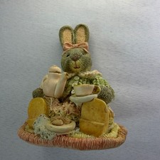 Figi Snuggle Buddies Honey Bunny Lets Have Tea Figurine '96 Vintage Hand Painted picture