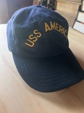 Vintage USS America CV-66 New Era Dupont Visor Pro Model Wool Navy Hat USA 7 1/8 picture