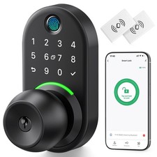 Keypad Smart Door Knob Lock, Yamiry Fingerprint Keyless Regular, Matte Black picture