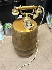 Vintage Style Ornate Gold Brass Tone Rotary Telephone Decorative Barrel Phone picture