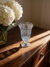 RARE Fostoria Azure Blue Meadow Rose JUICE Glass #6016 Optic – Pristine picture