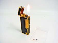 Working Dunhill Rollagas Lighter d Mark Black Lacquer Gold with 2 flints (b809 picture