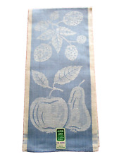 Vintage Blue Fruit Design All Pure Linen Tea Towel - Made in Czechoslovakia NWT picture