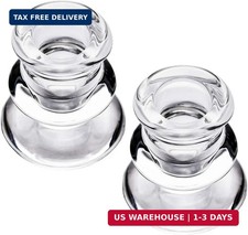 DEYBBY Clear Glass Taper Candle Holders Set of 2 picture