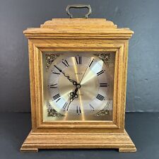 Vintage Linden Westminster Chime Mantel Clock Brown Light Wood Roman Num Works picture