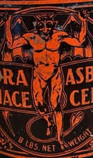 ANTIQUE C. 1900 PECORA 8 LB CAN TIN SIGN 666 DEVIL LUCIFER SATAN GENERAL STORE picture