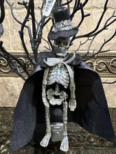 (1) PIER 1 HALLOWEEN JOINTED GLITTER SKELETON ORNAMENT picture