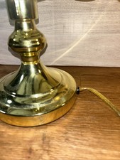 Vintage 3-Way Gold Tone Touch Accent Lamp 6 Swoop Blue Floral Glass Panels 12” picture
