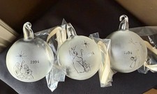 Vintage 1994 Frosted Glass Nativity Round Hanging Ball Ornaments - Set Of 3 picture