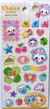 GAIA Heisei Choice Fancy Time Animal Sticker Sheet Made in Japan Rabbit Cat picture