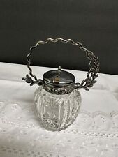 Antique/vintage  Sugar /jam Jar, Decorative Glass And Silver Plated Handle picture