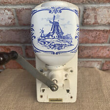 Vintage Zassenhaus Coffee Grinder Delft Blue Windmill Wall Mount Germany picture