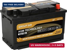 Platinum AGM Car Battery Group Size 94R H7, 12V 80Ah, 850 CCA, 140 RC, Rechargea picture