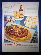 VITAGE 1940's SEAGRAM'S 5 CROWN WHISKEY AD picture