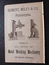 1891 print ad BEMENT MILES & COMPANY Railway Metal Working Machinery Philadelphi picture
