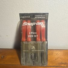 RARE VINTAGE SNAP ON ASA204A RED HANDLED 4PC MINIATURE PICK SET picture