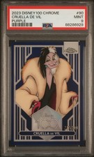 2023 Topps Chrome Disney 100 #90 Cruella De Vil Purple Refractor /299 PSA 9 picture