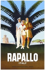 🌴 Rapallo Italy Vintage Travel Poster by Puppo - 24x36” Art Print 🌴 picture