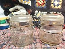 2 Vintage Foster Sealfast Clear Round Half Pint Mason Jars picture
