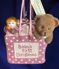 NEW Mattarusky Baby's FIRST Christmas glass ORNAMENT fr newborn GIRL celebration picture
