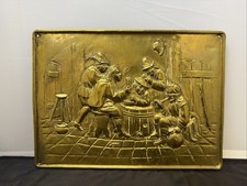 Antique Brass 3D Art Wall Hanging Pub Scene 10x14” picture