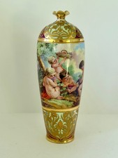  Antique Dresden Royal Vienna Style Hand Painted Cherub Porcelain Vase 8