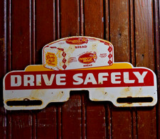 DAINTY MAID SIGN BREAD PLATE TOPPER DRIVE SAFELY PAINTED METAL CAR VINTAGE 1950s picture