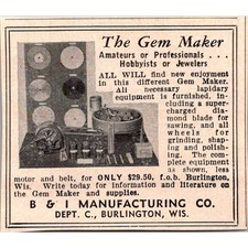 B & I Manufacturing Co. The Gem Maker Burlington WI 1950 Magazine Ad SAH1-S17 picture
