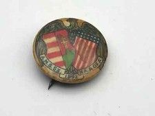 AMSSz HAA of A Pinback Patriotic Eagle Shield Stars + Stripes 1892 Antique Vtg picture