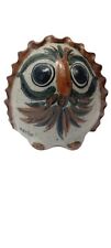 Vintage Tonola Big Eyed Owl Mexican Folk Art Hand Painted Pottery 5