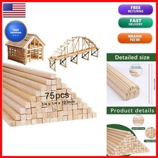 75 Pcs Balsa Wood Sticks 1/4 x 1/4 x 12 Inch Square Dowels Strips picture