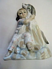 Vintage Tengra Spain Porcelain Figurine Girl Hugging Puppy Dog #24 Glossy picture