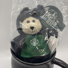 Starbucks 2026 Halloween Bearista Bear Black Cat Keychain Plush - NEW IN BAG 🔥 picture