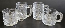 MCDONALD'S 1995 BATMAN & ROBIN MUGS Complete Set of 4 Glass Glasses Vintage picture