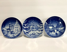 Bareuther Bavaria Germany Weihnachten 1967-1969 Blue White Porcelain Plates 3 picture