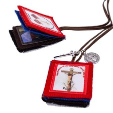 Five Fold Scapular with St. Benedict Medal and Crucifix | 2.25 inches, Multi picture