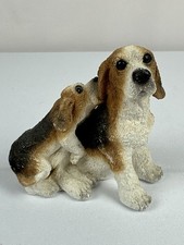 Stone Critters Figurine Beagle Puppy Biting Mother Dog Ear 3.5