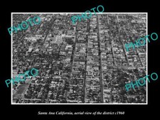 OLD LARGE HISTORIC PHOTO SANTA ANA CALIFORNIA AERIAL VIEW OF THE TOWN c1960 1 picture